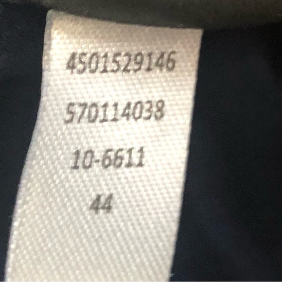 WHBM navy blue blouson sleeveless halter blouse silver metal detail neck size S - Picture 10 of 10